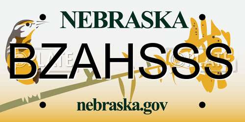 BZAHSSS Nebraska License Plate