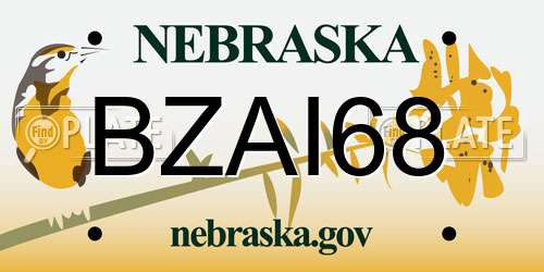 BZAI68 Nebraska License Plate