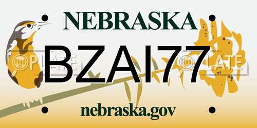 BZAI77 Nebraska License Plate