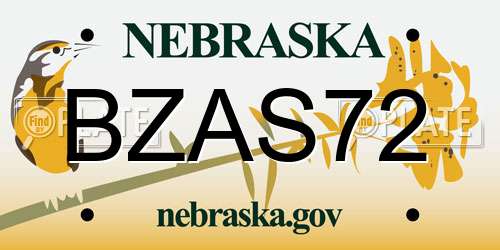 BZAS72 Nebraska License Plate