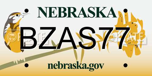 BZAS77 Nebraska License Plate