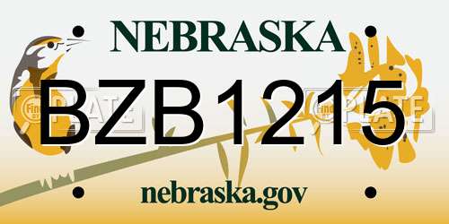 BZB1215 Nebraska License Plate