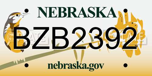 BZB2392 Nebraska License Plate