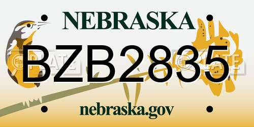 BZB2835 Nebraska License Plate
