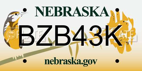 BZB43K Nebraska License Plate