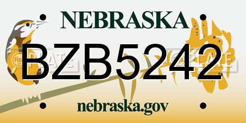 BZB5242 Nebraska License Plate