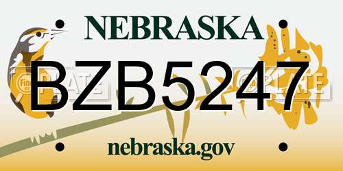 BZB5247 Nebraska License Plate