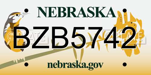 BZB5742 Nebraska License Plate