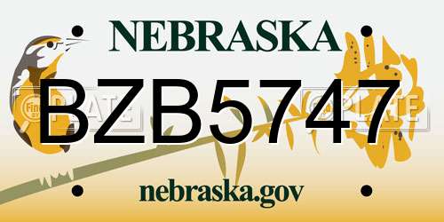 BZB5747 Nebraska License Plate