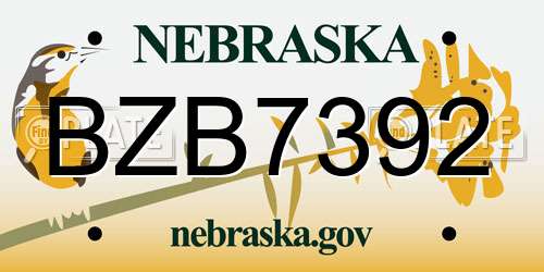 BZB7392 Nebraska License Plate