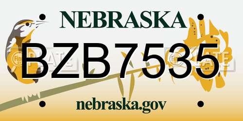 BZB7535 Nebraska License Plate