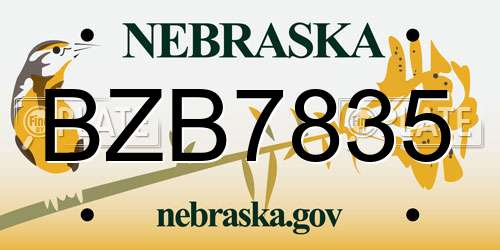 BZB7835 Nebraska License Plate