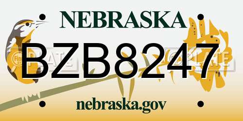 BZB8247 Nebraska License Plate