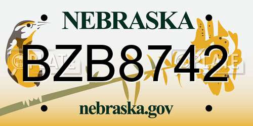 BZB8742 Nebraska License Plate