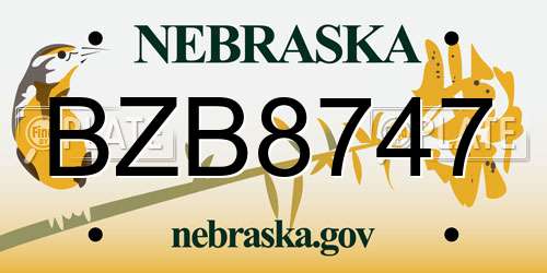 BZB8747 Nebraska License Plate
