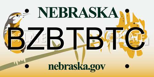 BZBTBTC Nebraska License Plate