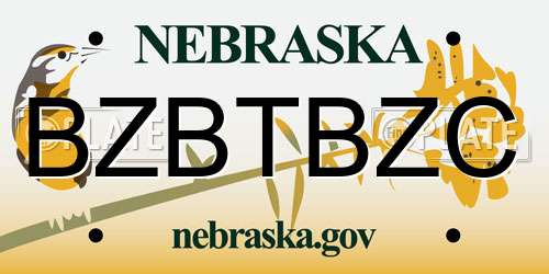 BZBTBZC Nebraska License Plate