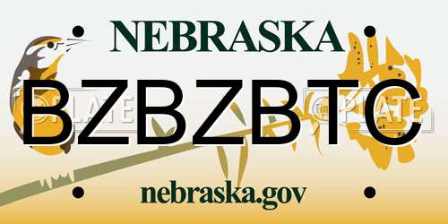 BZBZBTC Nebraska License Plate