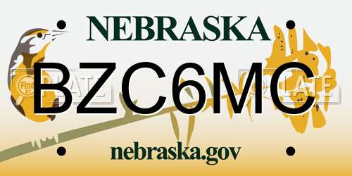 BZC6MC Nebraska License Plate