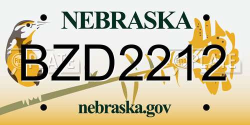 BZD2212 Nebraska License Plate