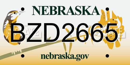 BZD2665 Nebraska License Plate