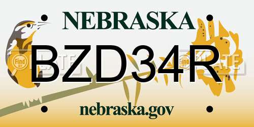 BZD34R Nebraska License Plate