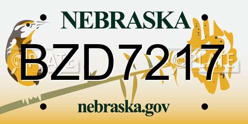 BZD7217 Nebraska License Plate