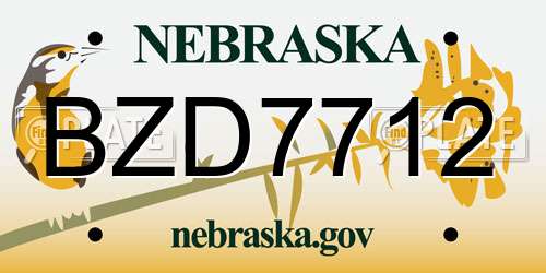 BZD7712 Nebraska License Plate