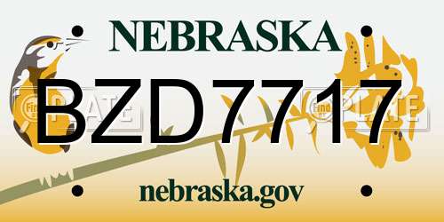 BZD7717 Nebraska License Plate