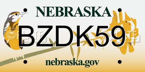 BZDK59 Nebraska License Plate