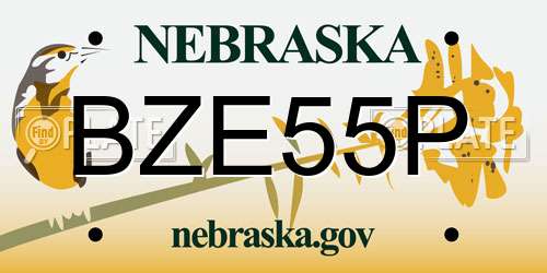 BZE55P Nebraska License Plate
