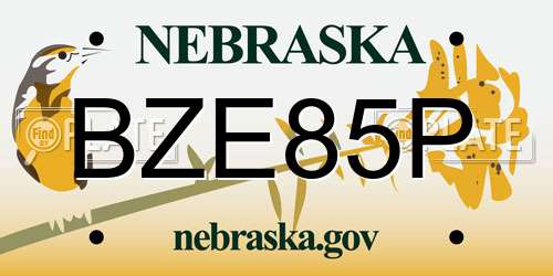 BZE85P Nebraska License Plate