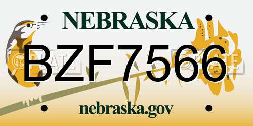BZF7566 Nebraska License Plate
