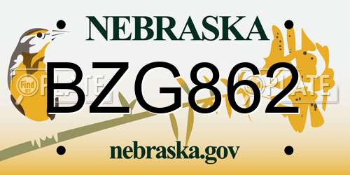 BZG862 Nebraska License Plate