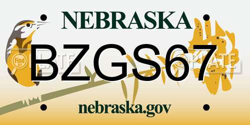 BZGS67 Nebraska License Plate