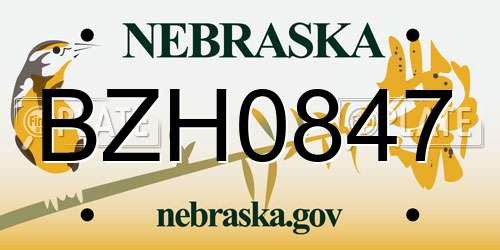 BZH0847 Nebraska License Plate