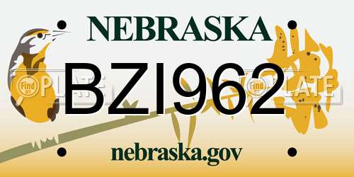 BZI962 Nebraska License Plate
