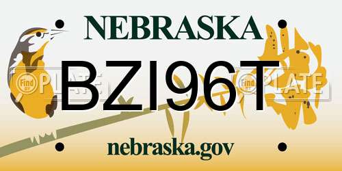 BZI96T Nebraska License Plate
