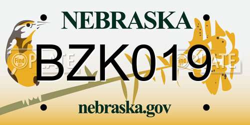 BZK019 Nebraska License Plate