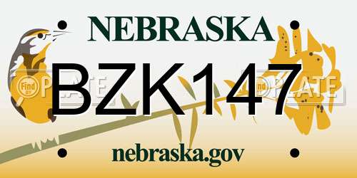 BZK147 Nebraska License Plate