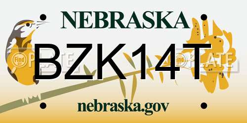 BZK14T Nebraska License Plate