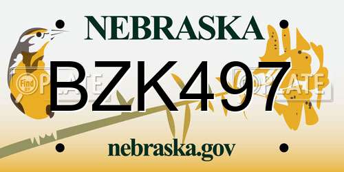 BZK497 Nebraska License Plate