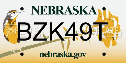 BZK49T Nebraska License Plate