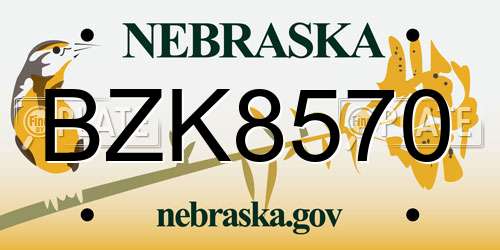 BZK8570 Nebraska License Plate