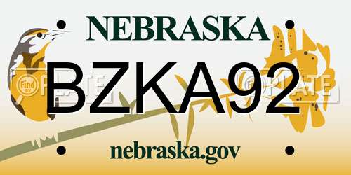 BZKA92 Nebraska License Plate