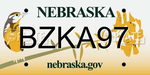 BZKA97 Nebraska License Plate