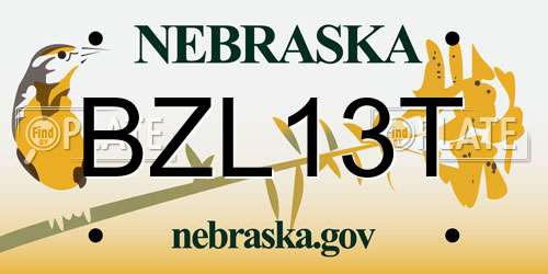 BZL13T Nebraska License Plate