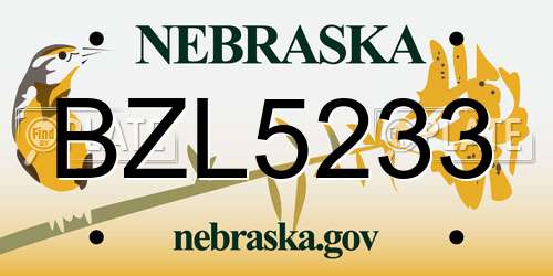 BZL5233 Nebraska License Plate
