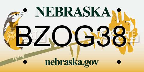 BZOG38 Nebraska License Plate
