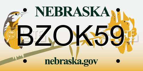 BZOK59 Nebraska License Plate